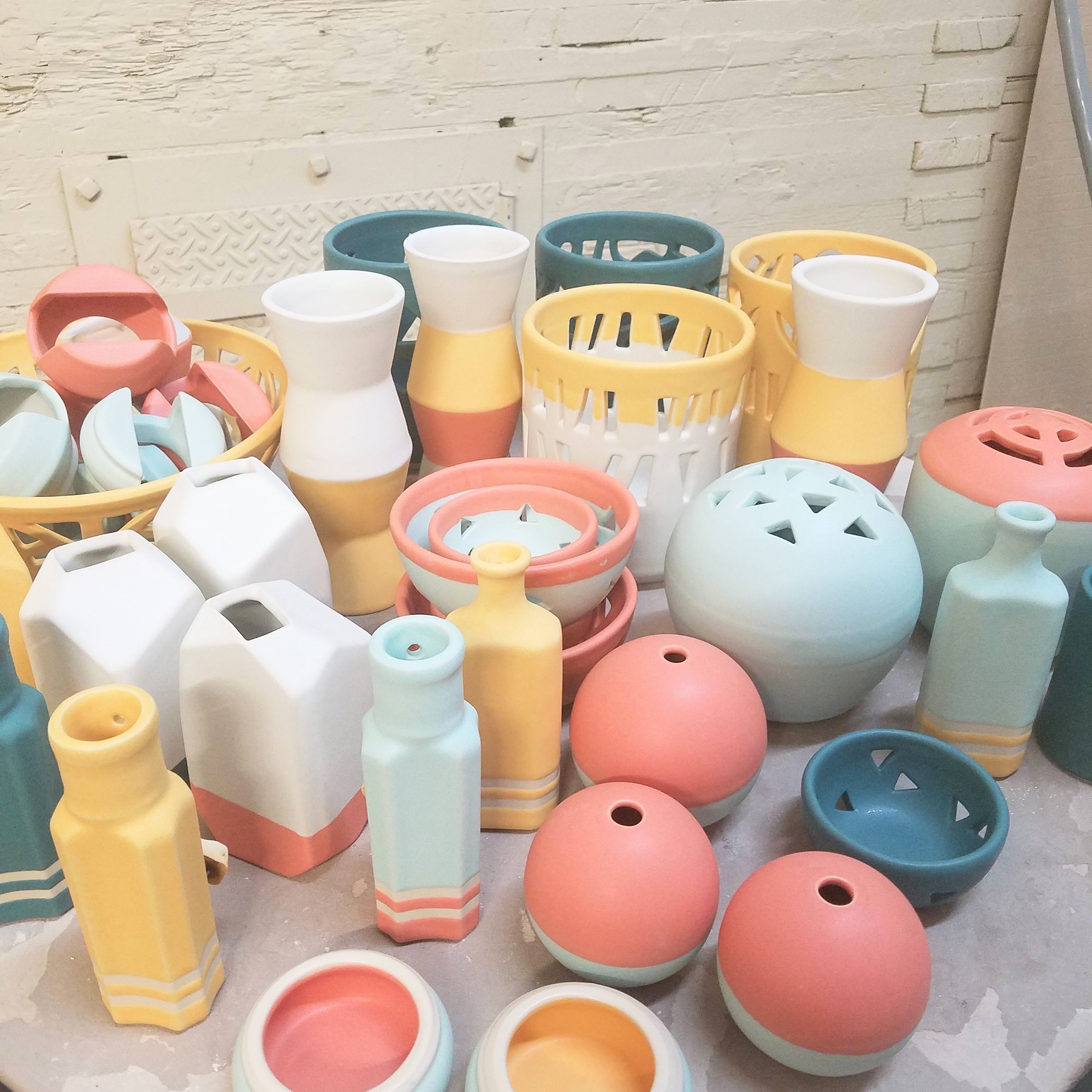 collection of colorful handmade ceramics